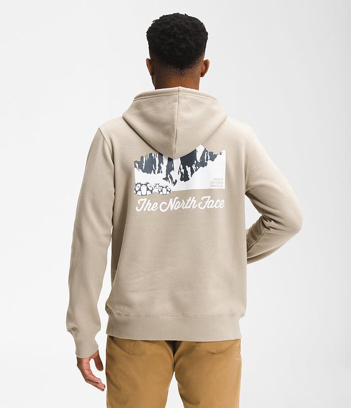 Sudadera Con Capucha The North Face Hombre Mountain Scene Pullover - Colombia AQBNCS047 - Beige